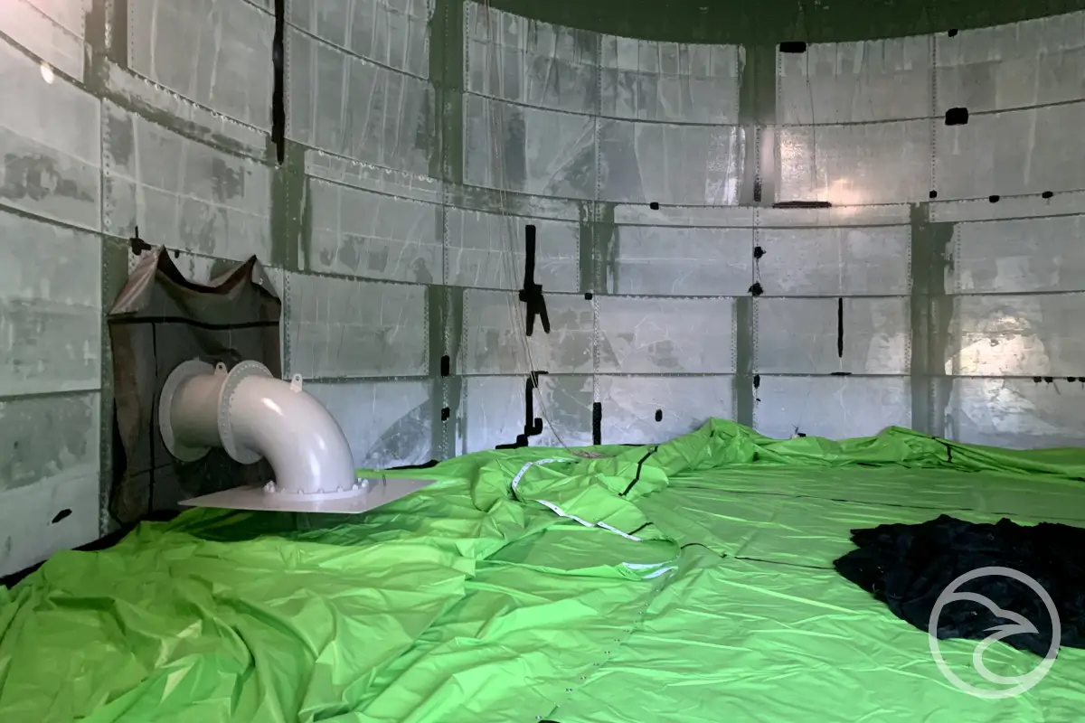 PVC liner inside industrial storage tank