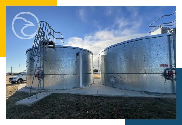 Modular panel tank installation on construction site