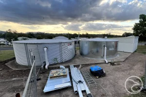 Fire tank repairs at industrial facility
