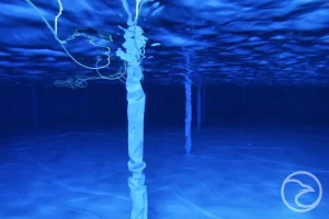 Underwater drone inspecting potable water storage