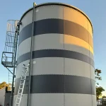 Water storage system using circular tank design for structural stability