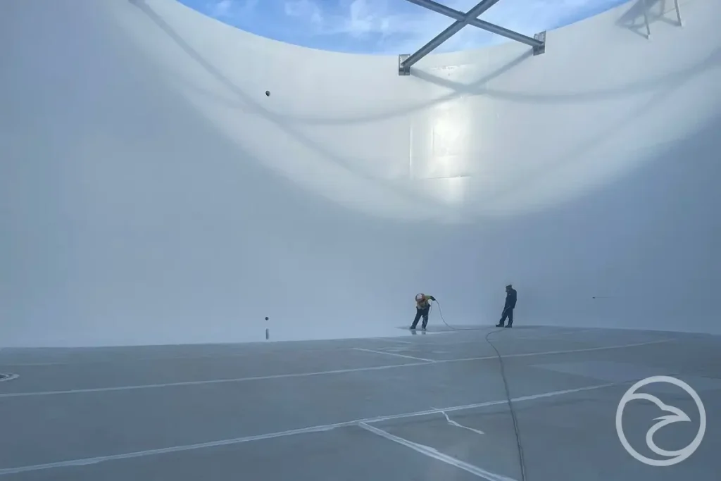 waterproofed concrete water tank interior