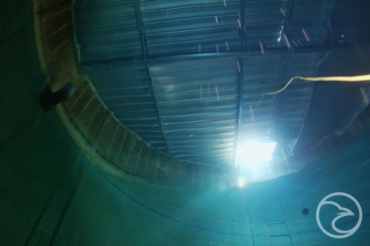 ROV camera inspecting internal tank condition